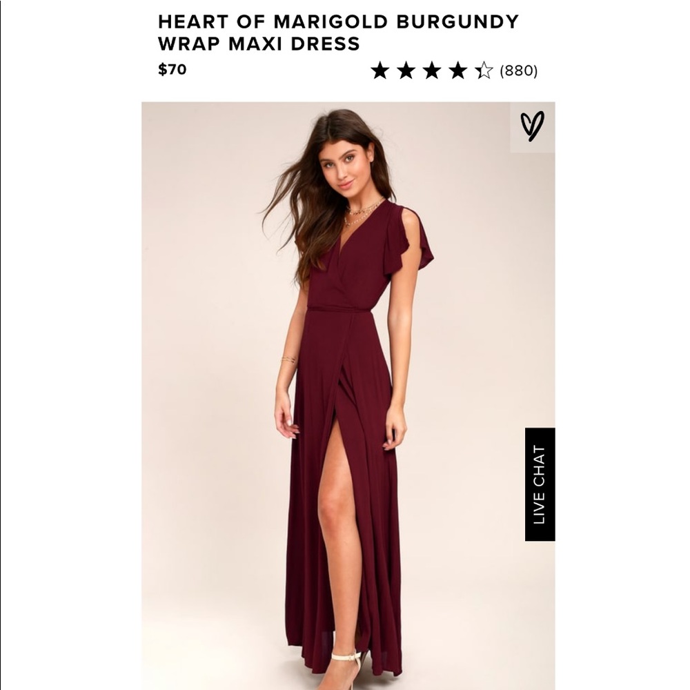 Lulus’s burgundy dress currently on Lulus website